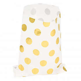 Σακουλάκια Γλυκών Χάρτινα Χρυσά Foil Πουά 13.3x16.5 cm - 8 τμχ.