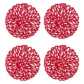 Χριστουγεννιάτικα Σουβέρ Στρογγυλά Κόκκινα Foil Διάτρητα 10cm - 4 τμχ. Χριστουγεννιάτικα Σουβέρ Στρογγυλά Κόκκινα Foil Διάτρητα 10cm - 4 τμχ.