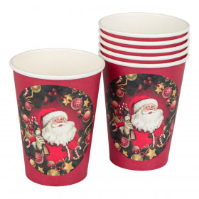 Χριστουγεννιάτικα Ποτήρια Χάρτινα Άη Βασίλης Στεφάνι 270ml - 10 τμχ.