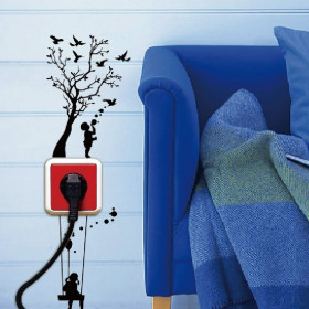 Αυτοκόλλητο Διακοσμητικό Πρίζας Παιδιά Κούνια 15x24 cm