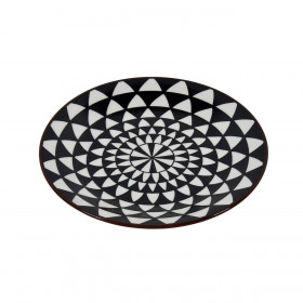 Πιάτο Γλυκού Πορσελάνη Μαύρο με Λευκό Σχέδιο 15.5cm