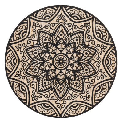 Σουβέρ Ξύλινο Στρογγυλό Σχέδιο Mandala 11 cm
