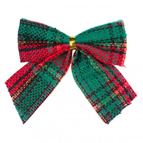 Χριστουγεννιάτικοι Διακοσμητικοί Φιόγκοι Κόκκινο Πράσινο Καρό 8 cm - 6 τμχ.