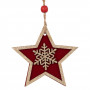 Χριστουγεννιάτικο Στολίδι Δέντρου Αστέρι Ξύλινο Μπορντό Βελούδο Νιφάδα Χρυσό Glitter 8.5cm