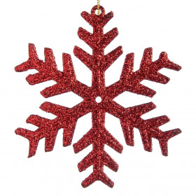 Χριστουγεννιάτικο Στολίδι Δέντρου Xιονονιφάδα Κόκκινο Glitter 10 cm