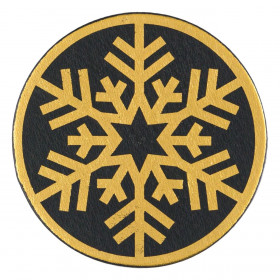 Χριστουγεννιάτικο Σουβέρ Μαύρο Χρυσή Foil Νιφάδα 10cm Χριστουγεννιάτικο Σουβέρ Μαύρο Χρυσή Foil Νιφάδα 10cm