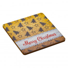 Χριστουγεννιάτικο Σουβέρ Τετράγωνο MDF Έλατα Merry Christmas 11x11cm Χριστουγεννιάτικο Σουβέρ Τετράγωνο MDF Έλατα Merry Christmas 11x11cm