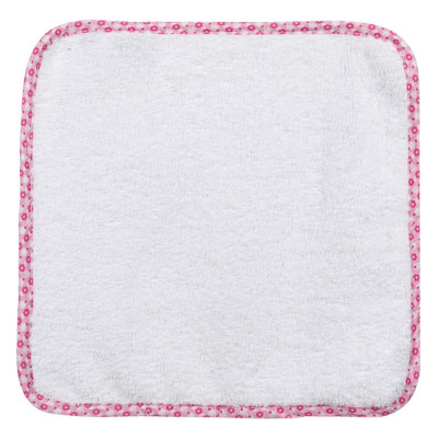 Πανάκι Βαμβακερό Βρεφικό για Κορίτσι Λευκό Ροζ Ανθάκια 30x30 cm