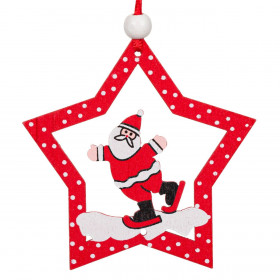 Χριστουγεννιάτικο Στολίδι Δέντρου Ξύλινο Κόκκινο Άγιος Βασίλης 9 cm