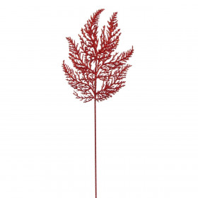 Χριστουγεννιάτικο Διακοσμητικό Κλαδί Φτέρη Κόκκινο Glitter 47 cm