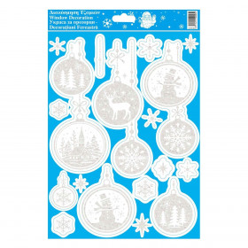 Χριστουγεννιάτικα Αυτοκόλλητα Διακοσμητικά Μπάλες Παραστάσεις Λευκά Ιριδίζοντα 20x30cm Χριστουγεννιάτικα Αυτοκόλλητα Διακοσμητικά Μπάλες Παραστάσεις Λευκά Ιριδίζοντα 20x30cm