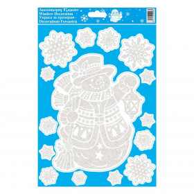 Χριστουγεννιάτικα Αυτοκόλλητα Διακοσμητικά Χιονάνθρωπος Νιφάδες Λευκά Ιριδίζοντα 20x30cm Χριστουγεννιάτικα Αυτοκόλλητα Διακοσμητικά Χιονάνθρωπος Νιφάδες Λευκά Ιριδίζοντα 20x30cm