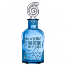 Διακοσμητικό Μπουκάλι Γυάλινο Μπλε Πώμα Αχιβάδα 18 cm Διακοσμητικό Μπουκάλι Γυάλινο Μπλε Πώμα Αχιβάδα 18 cm