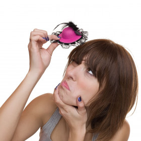 Αποκριάτικο Mini Φούξια Καπελάκι με Δαντέλα &amp Κλιπ 