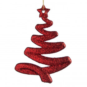 Χριστουγεννιάτικο Στολίδι Δέντρου Έλατο Κόκκινο Glitter 10 cm