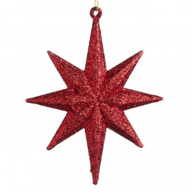 Χριστουγεννιάτικο Στολίδι Δέντρου Αστέρι Κόκκινο Glitter 13 cm