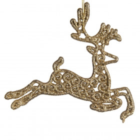 Χριστουγεννιάτικο Στολίδι Δέντρου Τάρανδος Χρυσό Glitter 11 cm