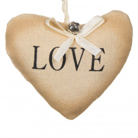 Χριστουγεννιάτικο Στολίδι Δέντρου Πάνινο Λινή Καρδιά Ευχή 10 x 8 x 3 cm