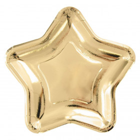 Χάρτινα Πιάτα Χρυσά Αστέρι 18 εκ. - 6 τμχ.