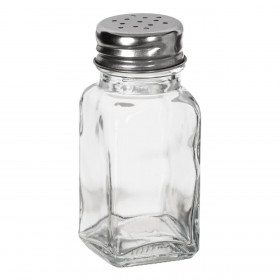 Αλατιέρα Γυάλινη Διάφανη Μεταλλικό Καπάκι 4x4x9.5 cm