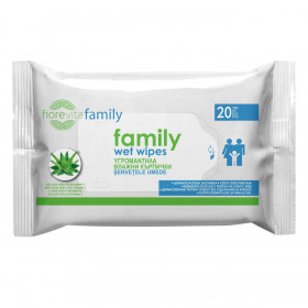 Υγρομάντηλα Family με Aloe Vera &amp Βιταμίνη Ε 20 τμχ. - Fiorevita 