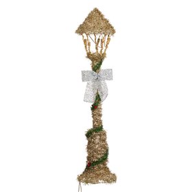 Χριστουγεννιάτικο Φωτιζόμενο Φανάρι Χρυσό Tinsel Γιρλάντα 20 Λαμπάκια 17x17x73 cm