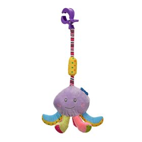 Κρεμαστό Παιχνίδι Καροτσιού Πολύχρωμο Χταπόδι με Ήχο 24cm