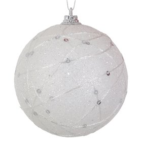 Σετ Χριστουγεννιάτικες Μπάλες Λευκές Κλωστή Λευκή 10cm - 4 τμχ.
