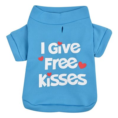 Μπλούζα Κατοικιδίου Γαλάζια με Μανίκια &quotI Give Free Kisses&quot (L)