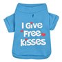 Μπλούζα Κατοικιδίου Γαλάζια με Μανίκια &quotI Give Free Kisses&quot (L)