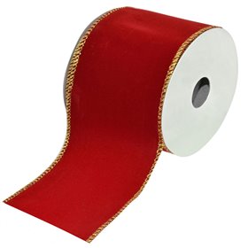 Xριστουγεννιάτικη Διακοσμητική Κορδέλα Δέντρου Kόκκινη Βελουτέ - 5 m x 63 mm