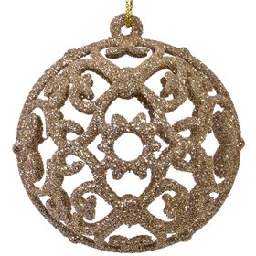 Σετ Χριστουγεννιάτικες Μπάλες Διάτρητες Σαμπανί Glitter 6 cm - 6 τμχ.