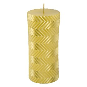 Κερί Κολώνα Χρυσό Χαραγμένες Πλάγιες Γραμμές 490 g
