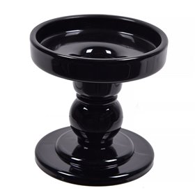 Κηροπήγιο Διακοσμητικό Γυάλινο Μαύρο Διπλής Χρήσης 8.5x8.5cm