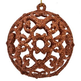 Σετ Χριστουγεννιάτικες Μπάλες Μπρονζέ Διάτρητες Glitter 6 cm - 6 τμχ.