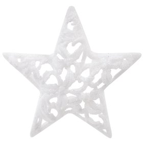 Σετ Χριστουγεννιάτικα Στολίδια Αστέρια Λευκά Διάτρητα Glitter 11 cm - 4 τμχ.