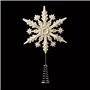 Χριστουγεννιάτικη Κορυφή Δέντρου Λευκή Ιριδίζουσα Νιφάδα Glitter 23 cm