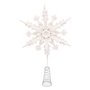 Χριστουγεννιάτικη Κορυφή Δέντρου Λευκή Ιριδίζουσα Νιφάδα Glitter 23 cm