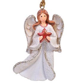 Χριστουγεννιάτικο Στολίδι Δέντρου Κεραμικό Άγγελος με Αστέρι 8 cm Χριστουγεννιάτικο Στολίδι Δέντρου Κεραμικό Άγγελος με Αστέρι 8 cm