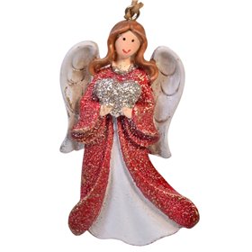 Χριστουγεννιάτικο Στολίδι Δέντρου Κεραμικό Άγγελος με Καρδιά 9 cm Χριστουγεννιάτικο Στολίδι Δέντρου Κεραμικό Άγγελος με Καρδιά 9 cm