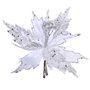 Χριστουγεννιάτικο Λουλούδι Κλιπ Αλεξανδρινό Βελουτέ Λευκό Ασημί Glitter 25 cm