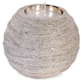 Διακοσμητική Θήκη Ρεσώ Κεραμική Οβάλ Ασημί Σχέδιο Κύματα 7cm