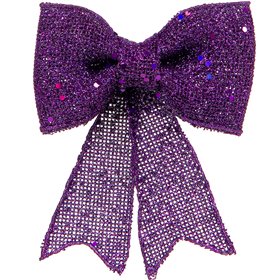 Χριστουγεννιάτικος Διακοσμητικός Φιόγκος Μωβ Glitter 13 cm