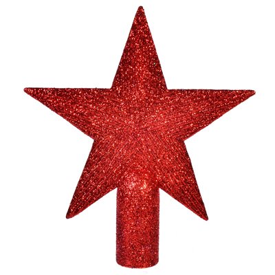 Χριστουγεννιάτικη Κορυφή Δέντρου Κόκκινο Αστέρι Glitter 15 cm