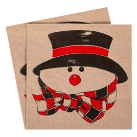 Χαρτοπετσέτες Χριστουγεννιάτικες Κraft Χιονάνθρωπος 33x33cm - 20 τμχ.