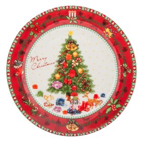 Χριστουγεννιάτικο Πιάτο Γλυκού Πορσελάνη Στολισμένο Έλατο 15cm