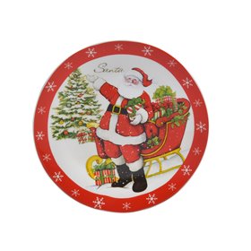Χριστουγεννιάτικο Πιάτο Γλυκού Πορσελάνη Σχέδιο Άγιος Βασίλης με 'Ελκηθρο 15.5cm