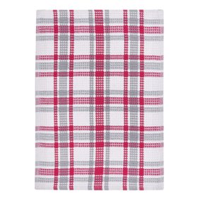 Ποτηρόπανο Κουζίνας Λευκό Γκρι Φούξια Καρό 60x40cm