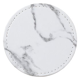 Σουβέρ Δερμάτινο Στρογγυλό Λευκό Marble 10cm
