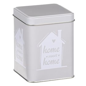 Κουτί Αποθήκευσης Μεταλλικό Γκρι με Καπάκι Home 7.5x7.5x10 cm